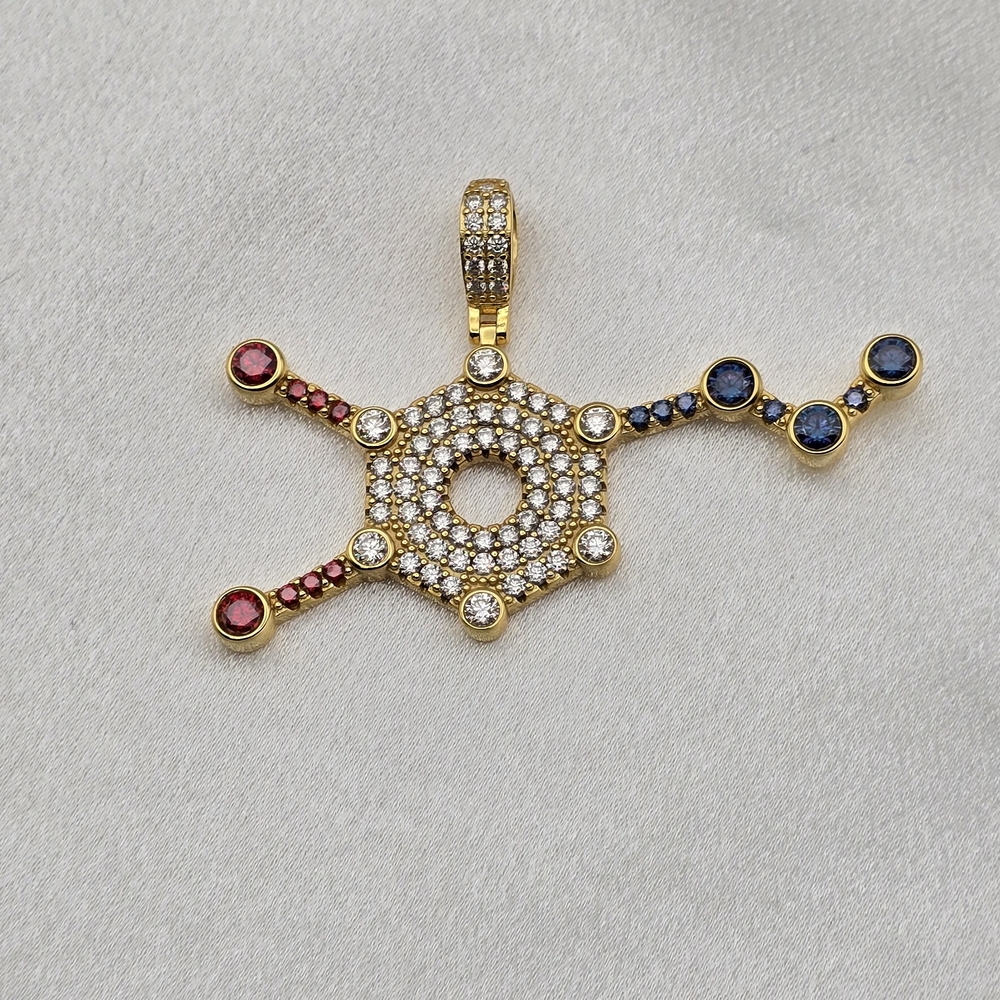 18k Yellow Gold Over Sterling Silver Molecular Dopamine Pendant